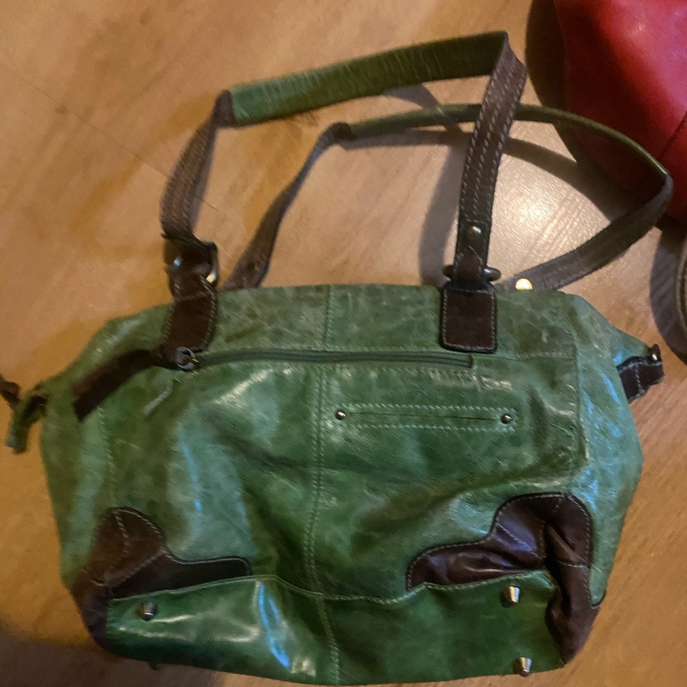 Nice green leather well used handbag